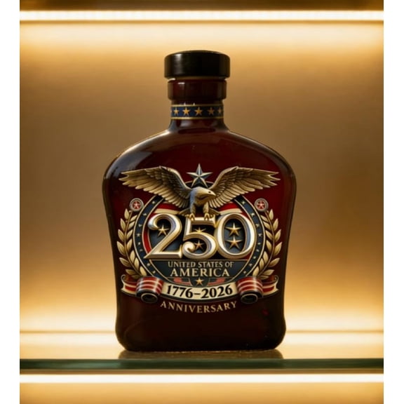 We the People 250th Anniversary Whiskey Decanter with Liberty Bell Topper, 1776-2026 Commemorative Glass Bottle and Cup Set, American Patriotic Collectible Gift