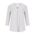 thumbnail image 4 of Patlollav Blouses Womens Casual V-Neck 3/4 Sleeve Solid Waist T-Shirt Tops, 4 of 6