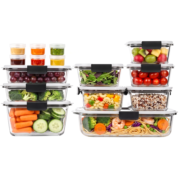 30 Pcs Glass Food Storage Containers with Lids, Glass Meal Prep Container Sets with Snap Airtight Lids, Meal Prep Containers with Sauce Cups, Microwave, Oven, Freezer & Dishwasher Safe, Leak-Proof
