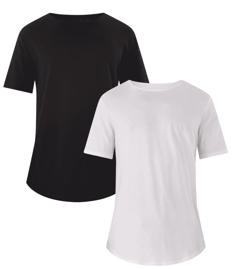 No Boundaries Men's Longline Curved Hem Elongated Tee, 2-Pack