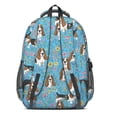thumbnail image 3 of Basset Hound and Floral Blue Pattern Backpack for School, Cute School Bag with Adjustable Shoulder Straps and Padded Back, 16.9"x12.6"x5.9", 3 of 5