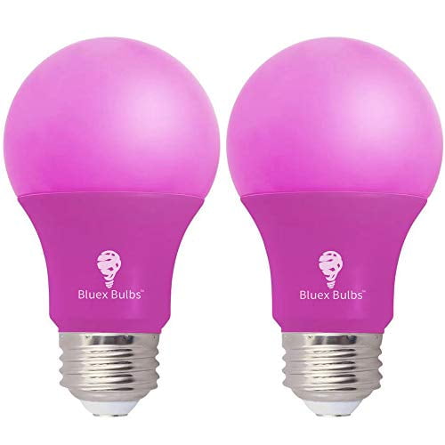 2 Pack BlueX LED A19 Pink Light Bulb 9W (60Watt Equivalent) E26
