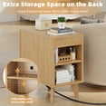 thumbnail image 4 of Biemlerfn 3 Drawer Side Table with Charging Station, Narrow End Table with Open Storage, Wooden Nightstand for Bedroom, Living Room, Natural Wood, 4 of 9