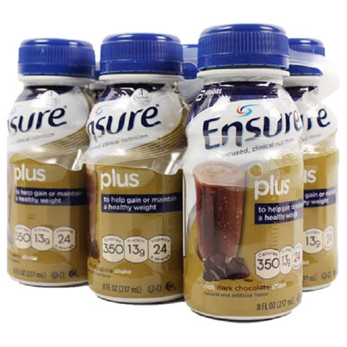 Ensure Plus Nutrition Rich Dark Chocolate Shake Bottle, 8 Oz 6 Ea, 4 Pack