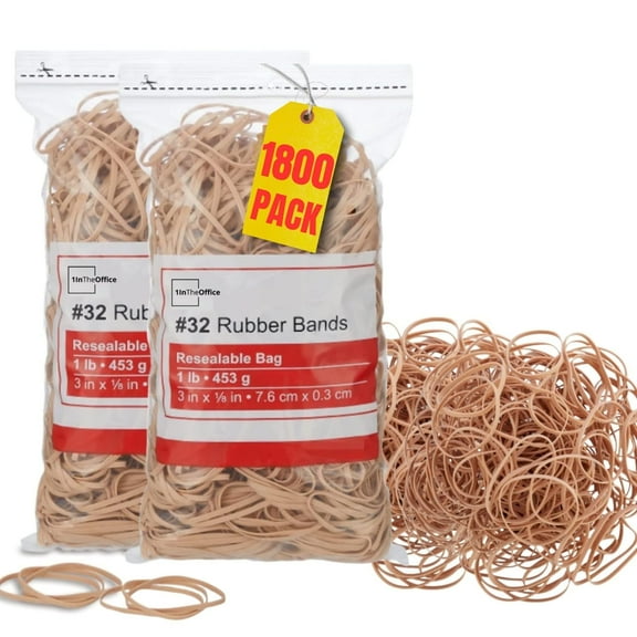 1InTheOffice Rubber Bands Size 32, 32 Rubber Bands , Beige, #32, 1800/Pack
