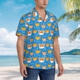 thumbnail image 3 of Sikiie Corgi Dog Face Print Men's Hawaiian Shirt, Summer Beach Button Pocket Short Sleeve T-Shirt,, 3 of 7
