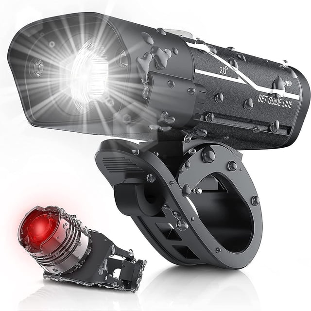 1000 Lumen Usb Rechargeable Bike Light Set, 3 LED Bike Headlight Super Bright Headlamp Ipx5 Waterproof Bicycle Safety Flashlight 360 Rotation 3-Switc