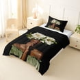 thumbnail image 2 of Castle Fairy Black Woman Twin Comforter Sets 2pcs,Artistic Floral Bloom Bedding Set,Green Black,Black Reversible,1 Comforter and 1 Pillowcase, 2 of 6