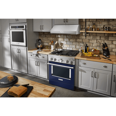 KitchenAid - 4.1 Cu. Ft. Freestanding Dual Fuel True Convection Range with Self-Cleaning - Ink blue