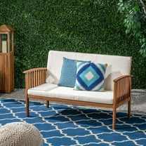 Casa Acacia Wood Loveseat with Slat Panel Design for Outdoor Lounge Areas Weather Resistant Rustic Modern Patio Seating for Two