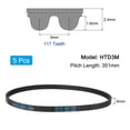thumbnail image 2 of 5 Packs HTD-3M Rubber Timing Belt 117 Teeth, 351mm Pitch Length x 6mm Width x 2.4mm Height, Pulley Timing Belt, 2 of 6