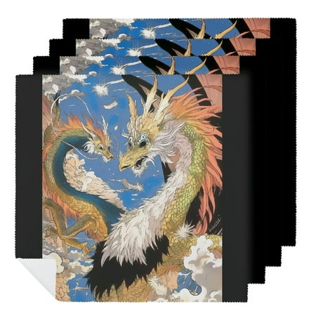 

Facannap Dragon Feathers Sky Cloth Napkins Hotel Home Banquet Atmosphere Embellishment Polyester Reusable Machine Washable Fabric for Events Home Decor 4 PCS
