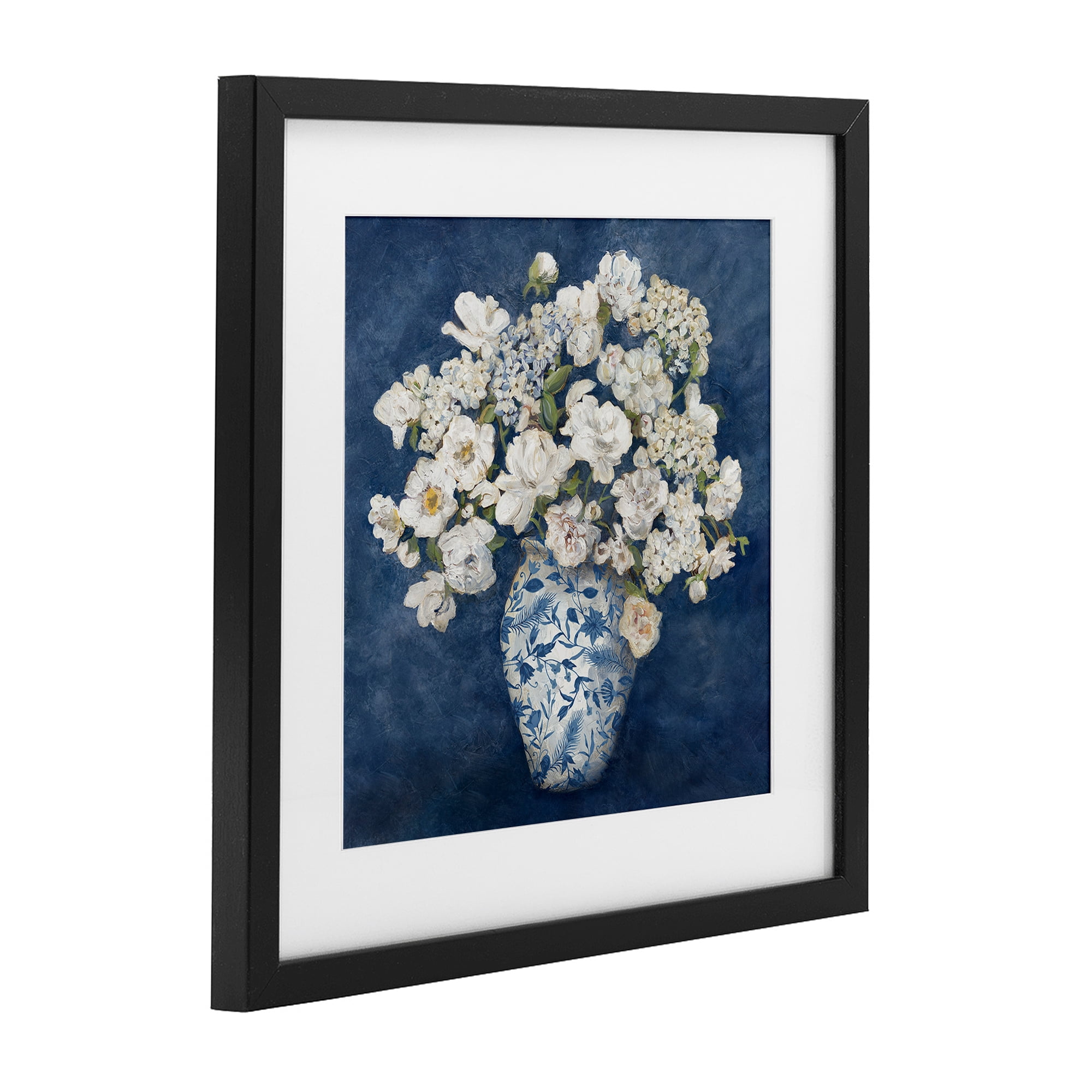 Stupell Industries Classic Blue Chinoiserie Vase Black Framed Print Under Glass, design by Charlene Olson