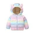 thumbnail image 1 of hirigin Toddlers Winter Puffer Jacket, Shiny Hooded Ears Long Sleeve Full Zipper Down Jacket Outwear for Boys, Girls, 1-5 Years, 1 of 9