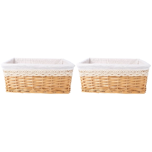 GOOHOCHY  Set of 2 Large Storage Basket Wicker Shopping Baby