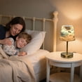 thumbnail image 5 of Modern Minimalist Cone Desk Lamp Antique Bronze Base & Linen Shade Bedside Table Lamp for Bedroom Living Room, Office, Dorm Soft Blue Flowers Medium, 5 of 8
