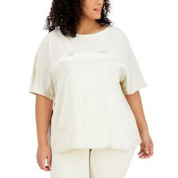 MSRP $76 Alfani Plus Size Metallic Dolman-Sleeve Top, Size 1X