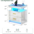 thumbnail image 2 of HNEBC LED Nightstand with Charging Station (USB,Type-C Ports) High Gloss Bedside Table with 2 Drawers, Smart Night Stand with Auto Sensor Lights,Modern Bed Side Table for Bedroom (White), 2 of 8