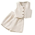 thumbnail image 3 of BXSRUTA Girls 8-12 Years Summer Two Piece Outfit Sleeveless Top and Casual Shorts Set Soft Breathable Everyday Wear, 3 of 8