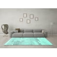 thumbnail image 3 of Ahgly Company Machine Washable Indoor Square Solid Turquoise Blue Modern Area Rugs, 7' Square, 3 of 4