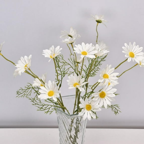 3 Bundles 15 Head Artificial Daisy Flowers Fake Flowers for Home Decoration Faux Plastic Flower Garden Porch Window Box Decor