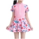 thumbnail image 4 of Traje de baño Honeeladyy de manga corta con cremallera frontal para niña pequeña, vestido estampado con falda modesta y pantalones cortos, regalo rosa para 2 años, 4 of 8