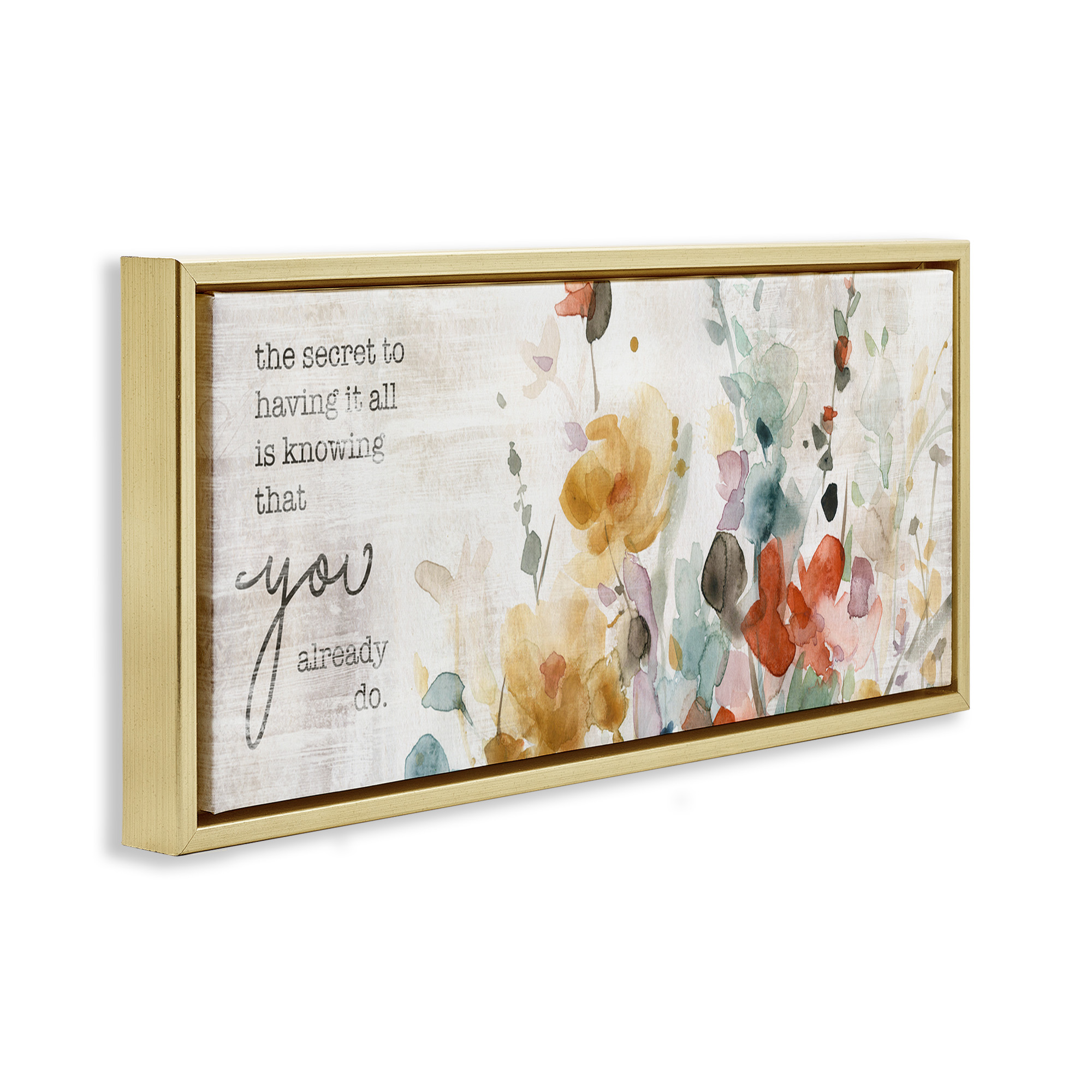Stupell Industries Knowing You Have It Motivational Inspirational Painting Gold Floater Framed Canvas Art Print Wall Art, 31 x 14