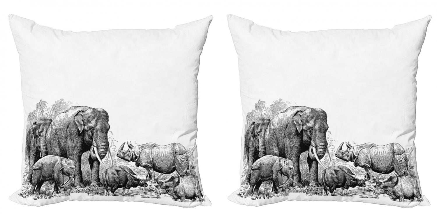 Unique Pillowcase Standard Size ELEPHANTS Handmade with Out of Print Fabric  
