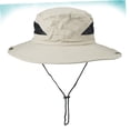 thumbnail image 3 of HINTRMENT Chapeau Seau Beige Design Simple avec Bouton de Fixation pour Pêche en Plein Air Sécurisée, 3 of 8
