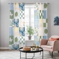 thumbnail image 4 of Spring Floral Checkered Kitchen Curtains Window Panels, Sage Green Daisy Buffalo Plaid Insulated Window Treatment Curtain, Grommet Curtains for Bedroom/Living Room/Bathroom, 2 Piece 42"Wx84"L, 4 of 8