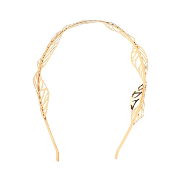 Unique Bargains 1 Pc Hollow Out Leaves Metal Headbands for Women Gold Tone