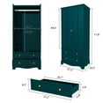 thumbnail image 4 of CBJCBJ 72" Wooden Armoire Wardrobe | Large Capacity Bedroom Clothing Storage Cabinets  With 2 Drawers and 2 Doors + Clothes Hanging Rod |   Bedroom Clothing Armoires Green, 4 of 10