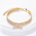 thumbnail image 1 of Collar personalizado con tres filas de diamantes de imitación y hueso para perro, ajustable en tamaños pequeño, mediano y grande, para perros macho y hembra, accesorios para mascotas., 1 of 6