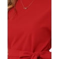 thumbnail image 5 of INSPIRE CHIC Women's 2 Piece Sets Round Neck Short Sleeve Belted Asymmetry Tops Elastic Waist Trousers Set, 5 of 6