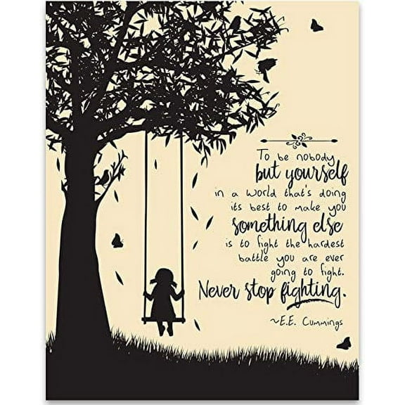 To Be Nobody But Yourself - E.E. Cummings - 11x14 Unframed Art Print - Great Gift for Book Lovers