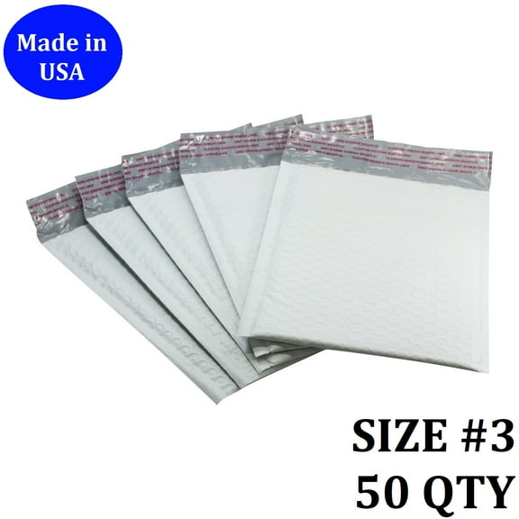 Size #3 (8.5"x13.5" Interior) Poly Bubble Mailers with Self Seal- 50 QTY Fast Shipping!