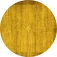 thumbnail image 1 of Ahgly Company Machine Washable Indoor Round Abstract Yellow Contemporary Area Rugs, 6' Round, 1 of 4