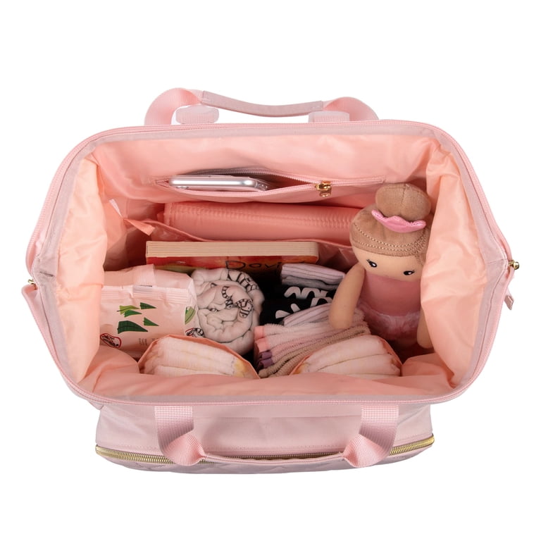 Baby Essentials Diaper Bag Backpack Tote, 2-Piece, Pink photo 8