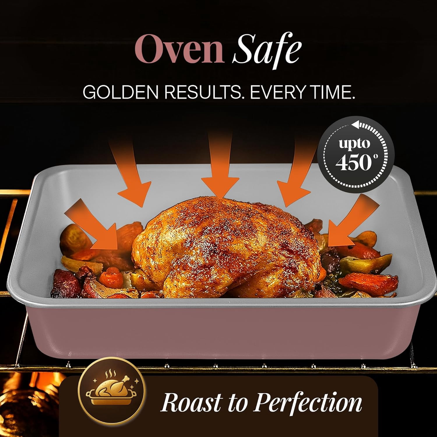 Gotham Steel 6 Pc Stackable Baking Pans Set Non Stick, 70% Space Saving Design, Nonstick Ceramic Bakeware Sets Non Toxic, with Baking Sheet Tray, Cake & Muffin Pans, Oven & Dishwasher Safe, Mauve