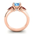 thumbnail image 4 of Diamond-Capitals 2.50 Carat Unique Round Cut Blue Topaz & Garnet Gemstone Three Stone Bridal Ring for Women Solid 14K Rose Gold Size 5, 4 of 8