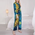 thumbnail image 3 of Rateoe Starry Sunflower Dreamscape Pattern Womens Pajamas Set Long Sleeve Sleepwear Button Down Nightwear Soft Cotton Pj Lounge Sets-Medium, 3 of 7