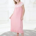 thumbnail image 6 of Youmylove Kids Pajamas Little Girls Big Girls Lace Shoulder Crew Neck Long Sleepwear Soft Pajama Dress Nightgowns, 6 of 8