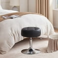 thumbnail image 4 of SEEKOL Faux Leather Vanity Chair, Swivel Makeup Stool Living Room Chair Upholstered Round Ottoman Stool Chair for Bedroom Entryway Black Pu, 4 of 8