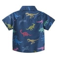 thumbnail image 5 of Akiihool Boys Button Up Shirt Boy's Hawaiian Shirt Tropical Beach Casual Summer Shirt with Pocket Short Sleeve(Blue,18-24 Months), 5 of 7