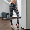 thumbnail image 4 of gbyLJF Women's Casual Skinny Leggings Stretchy High Waisted Work Pants Trendy Plaid Print Trousers Stretchy Slim Fit, 4 of 6