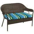 thumbnail image 4 of Jordan Manufacturing 44" x 18" Covert Capri Blue Stripe Rectangular Tufted Contoured Outdoor Wicker Settee Bench Cushion, 4 of 14