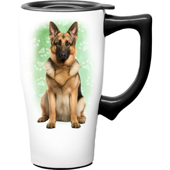 GERMAN SHEPARD 18 OUNCE CERAMIC TRAVEL MUG