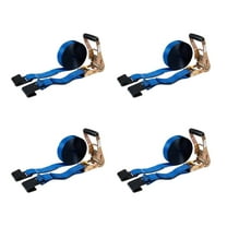 Ratchet Tie-Down Straps with Flat Hooks, 2" x 30' Ratchet Straps Blue | 10,000 Lbs Breaking Strength | TieDown Ratchet Straps for Flatbed, Truck, Trailers Pickup - 4 Pack