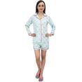thumbnail image 3 of Bimba Sky Blue Gift Ribbon Print Sleepwear Full Sleeve Shirt & Shorts Nightwear - 20, 3 of 9