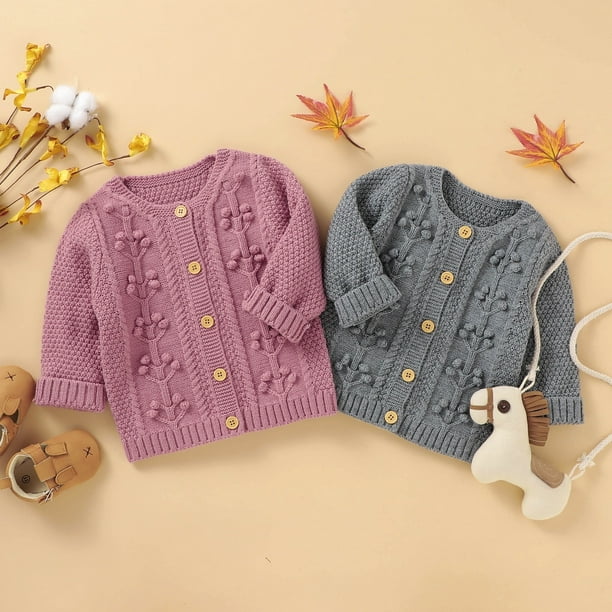 Infant Newborn Baby Girl Solid Handmade Bubble Ball 3D texture knitted  Cardigan Autumn Winter Warm Outfits Sweater Jackets Coats 
